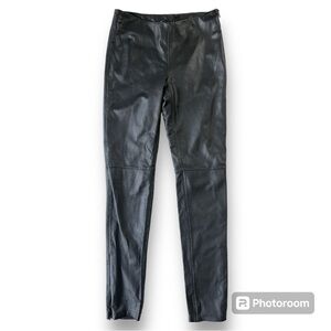 NWT Leon & Harper 100% Leather Pants Mid Rise Slim Black Sz EU 36 (Small/4)